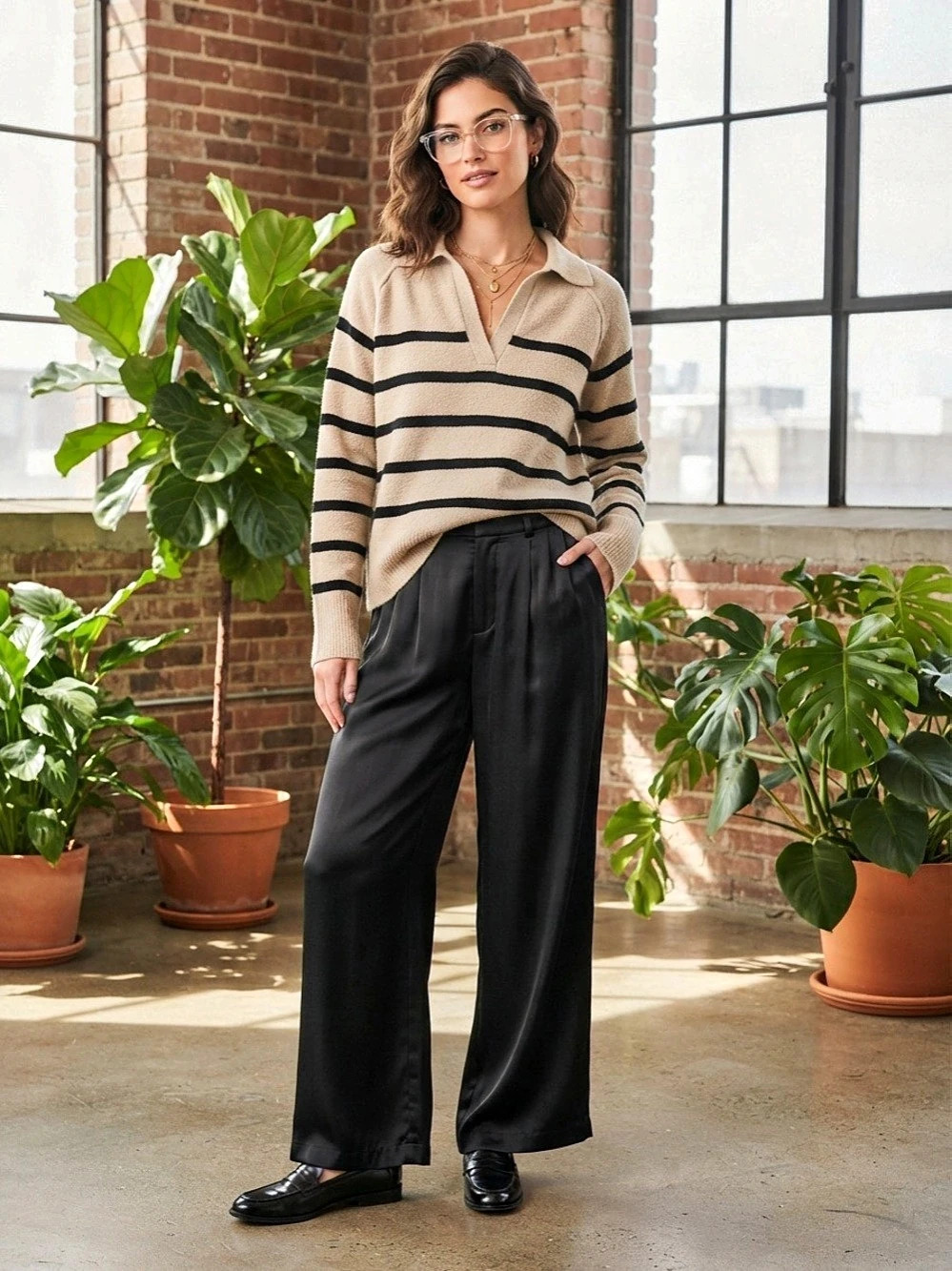 Aerie unREAL Polo Preppy Academia Sweater Brown & Black XS Cozy
